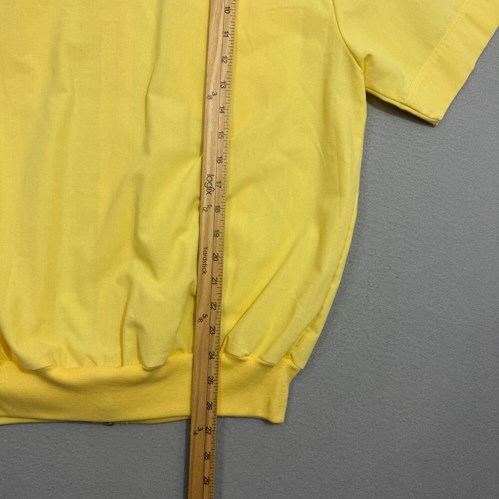 Vintage John Blair Full Zip Polo Shirt Men's Medium Yellow 90s Preppy Rockabilly - Picture 7 of 7